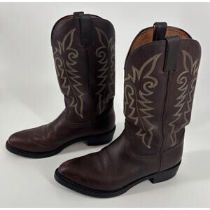 Durango Men's Cowboy Boots Brown Size 9D Contrast Stitching Distressed Western